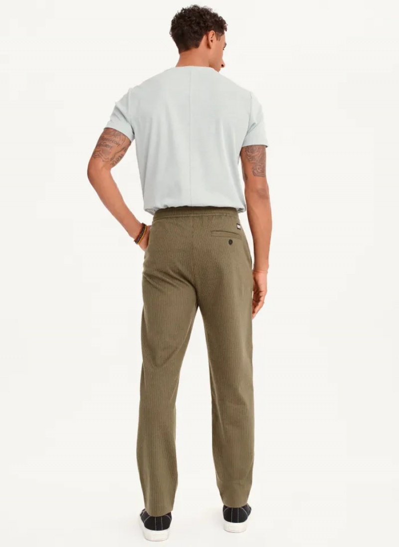 Olive Men's Dkny Knit Texture Pants | 0813TYWDU