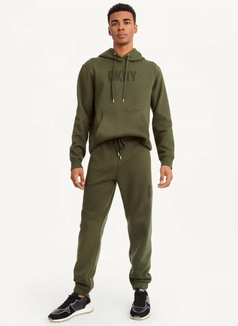 Olive Men's Dkny Shadow Logo Jogger Pants | 9562JCAON