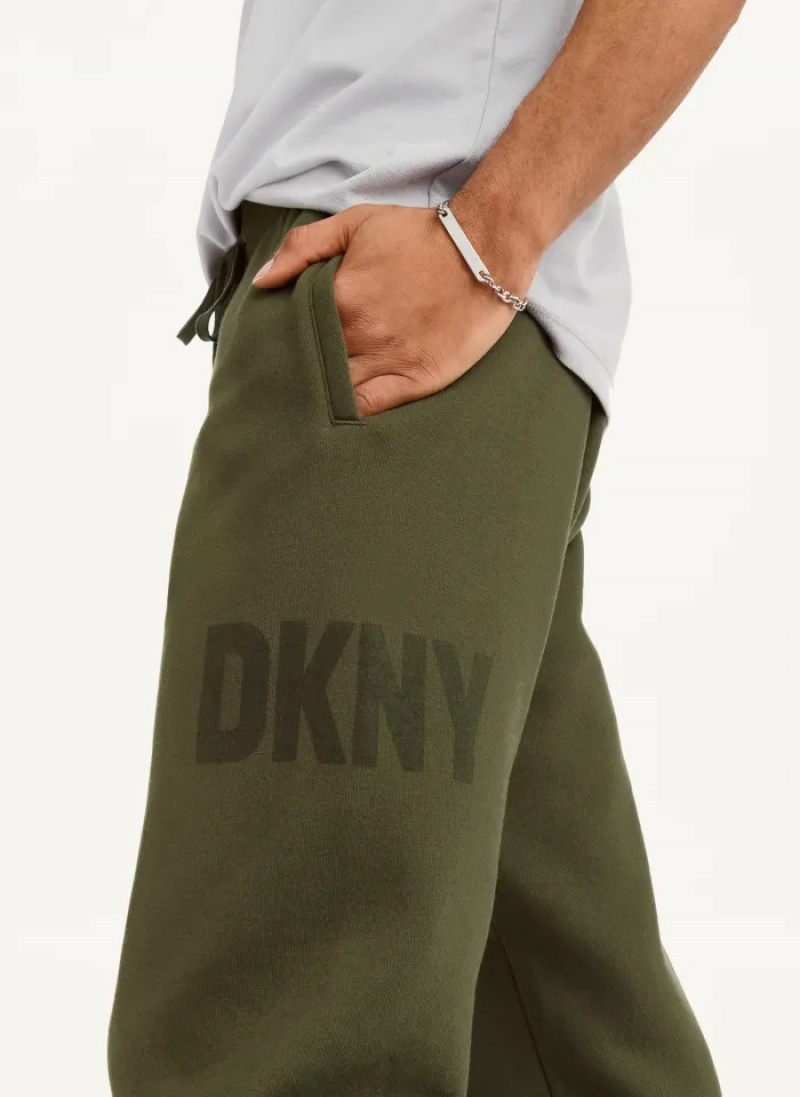 Olive Men's Dkny Shadow Logo Jogger Pants | 9562JCAON