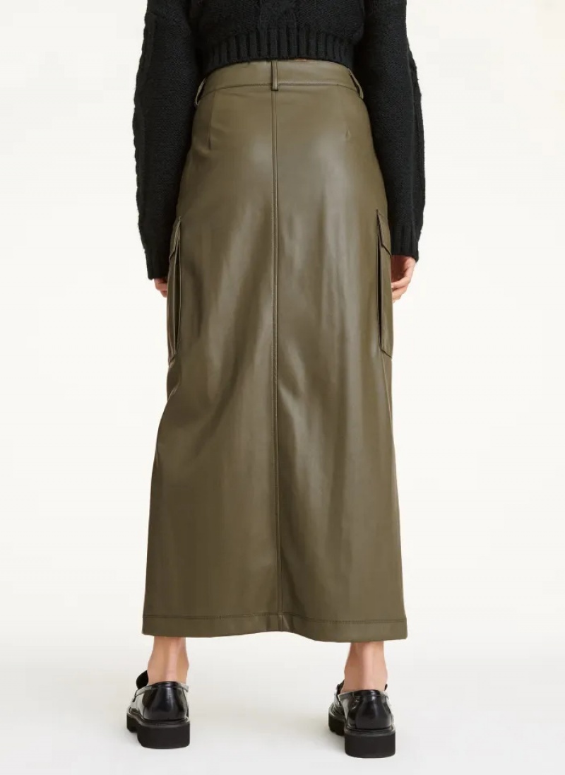 Olive Women's Dkny French Terry Midi Skirt | 4583HUZJY