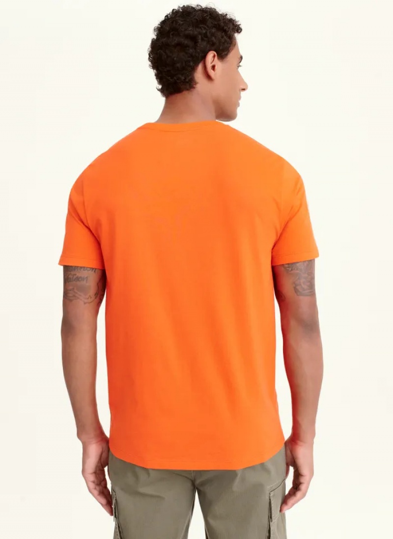 Orange Men's Dkny Split Solid/Outline Logo T Shirts | 8167UCOYD