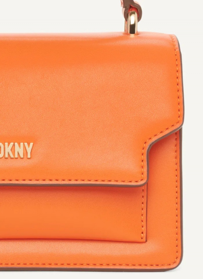 Orange Women's Dkny Millie Leather Top Handle Crossbody Bags | 1405CPZVK