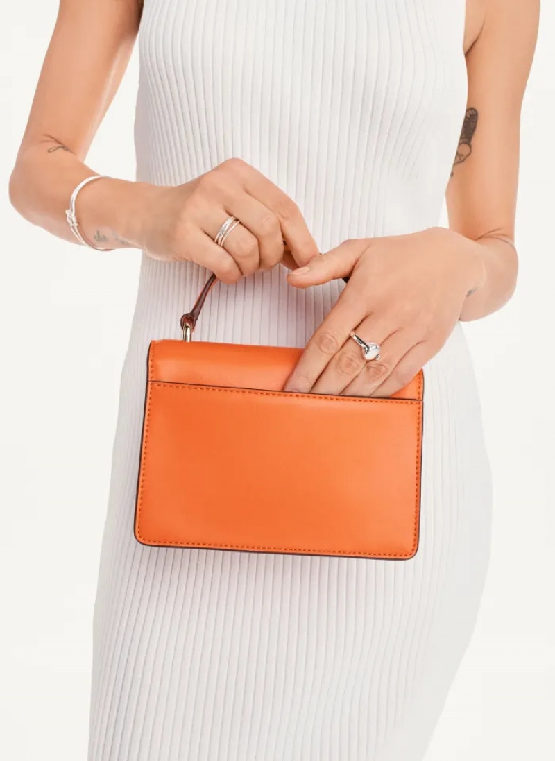 Orange Women's Dkny Millie Leather Top Handle Crossbody Bags | 1405CPZVK