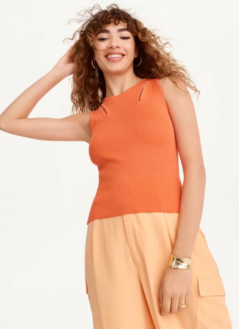 Orange Women\'s Dkny Shoulder Cut Out Sweaters | 2075LIDJN