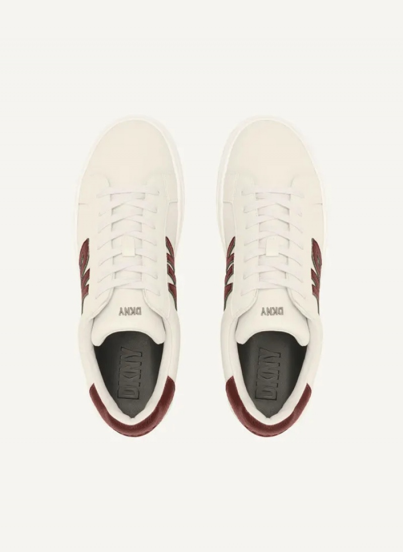 Pebble/Bordeaux Women's Dkny Abeni-Lace Up Sneakers | 5946NQOGI