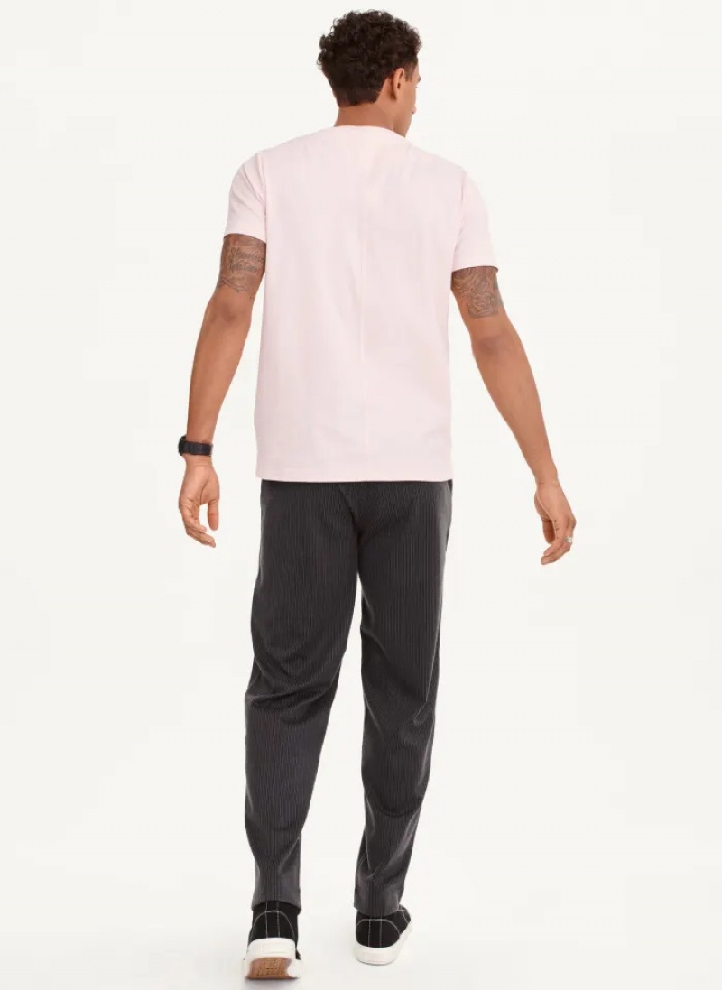 Pink Men's Dkny Cotton Poly Pique T Shirts | 7809PIYUX