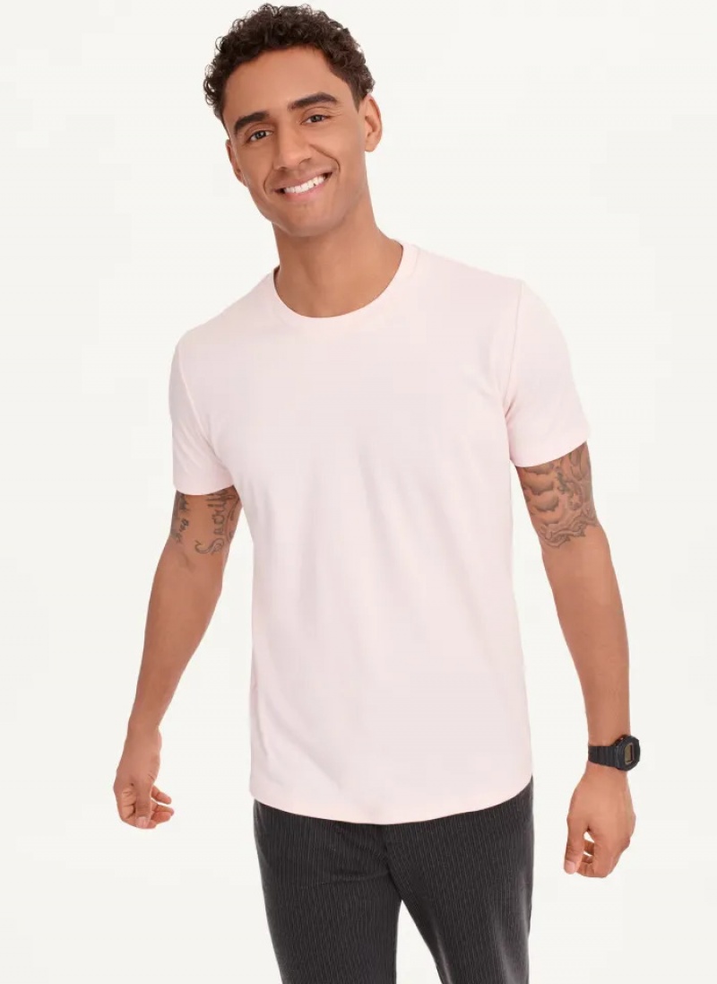 Pink Men\'s Dkny Cotton Poly Pique T Shirts | 7809PIYUX