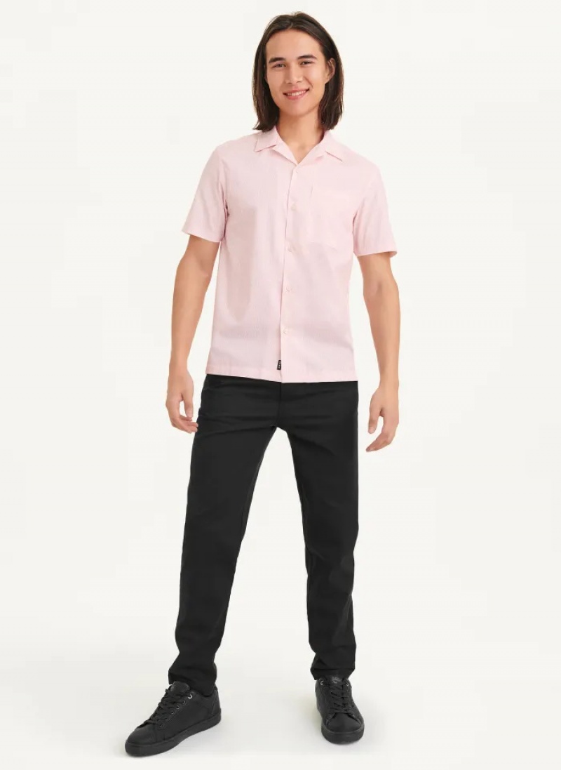 Pink Men's Dkny Interlocking Allover Logo Shirts | 1046JIVDE