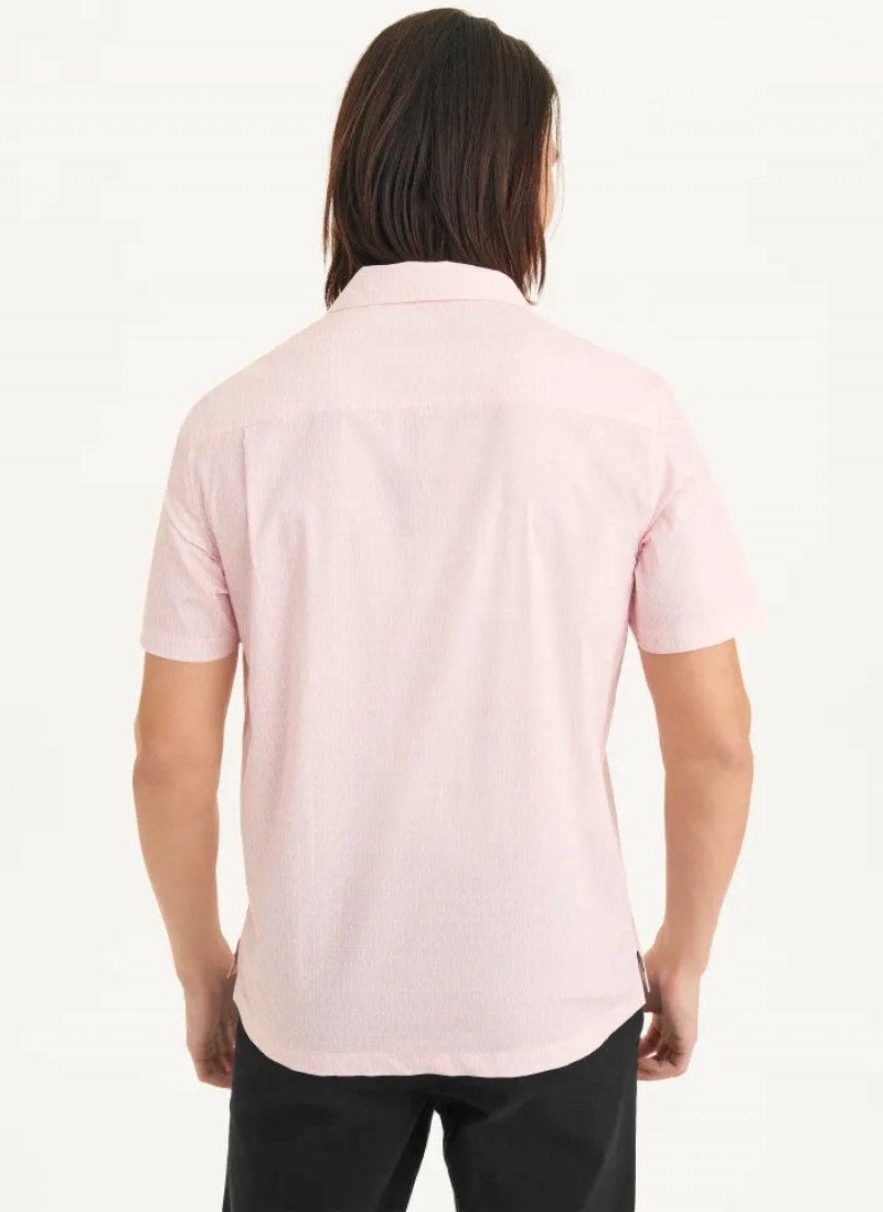 Pink Men's Dkny Interlocking Allover Logo Shirts | 1046JIVDE