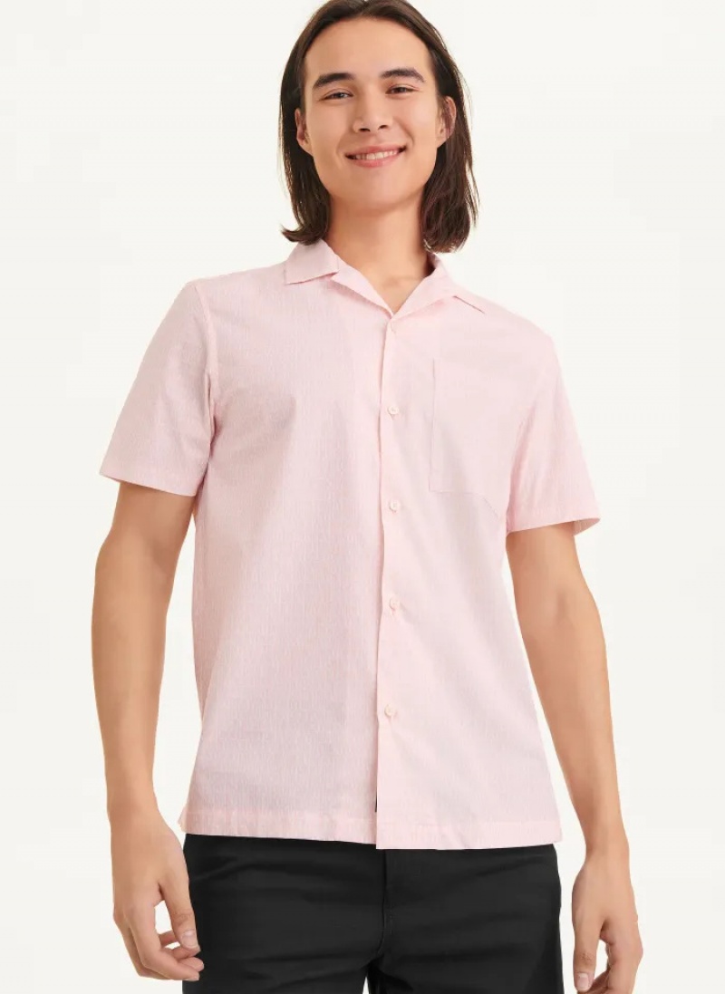 Pink Men\'s Dkny Interlocking Allover Logo Shirts | 1046JIVDE