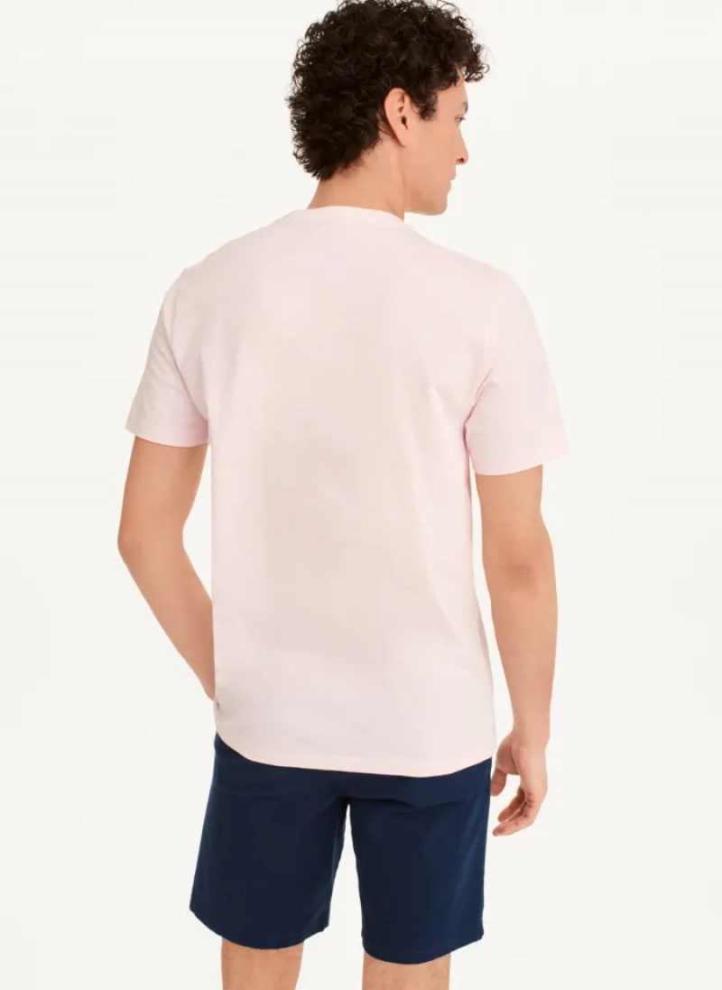 Pink Men's Dkny Polaroid Pic T Shirts | 5279SDFIR