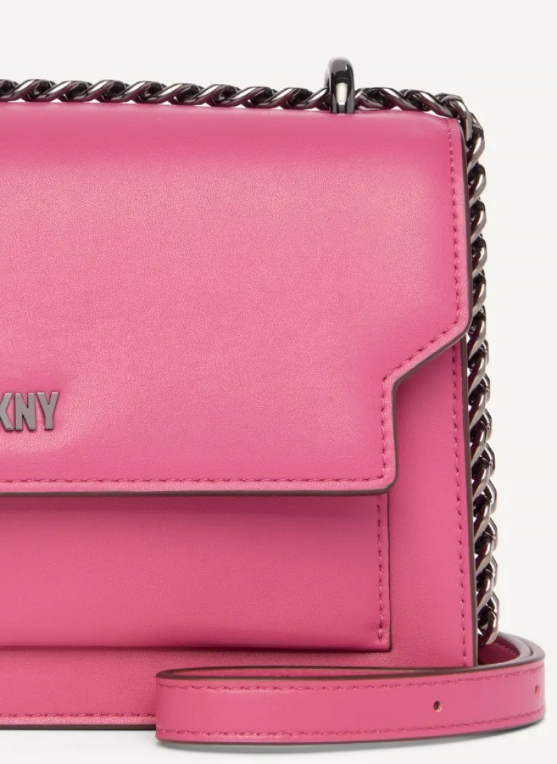 Pink Women's Dkny Millie Flap Leather Crossbody Bags | 9367ENGMC