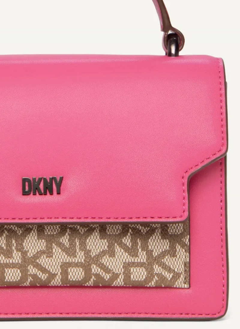 Pink Women's Dkny Millie Leather Top Handle Crossbody Bags | 3529DNAVX