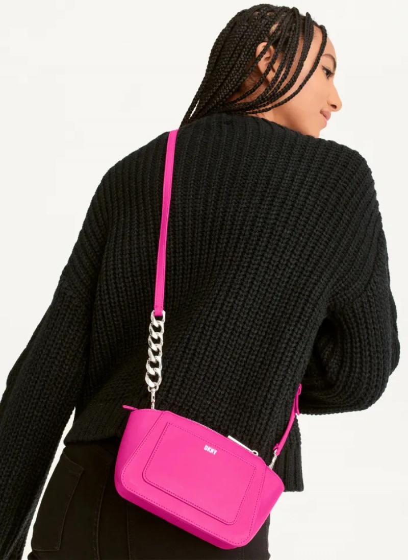 Pink Women's Dkny Mini Dome Crossbody Bags | 7865LMISV