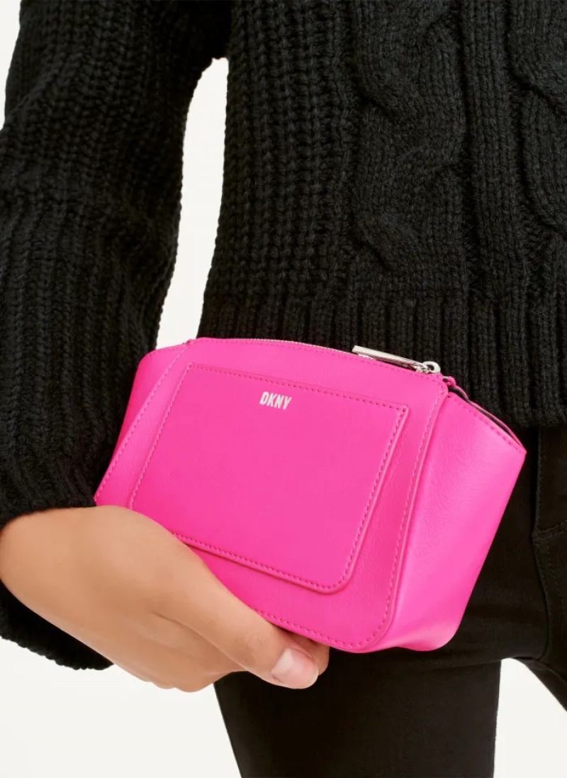 Pink Women's Dkny Mini Dome Crossbody Bags | 7865LMISV