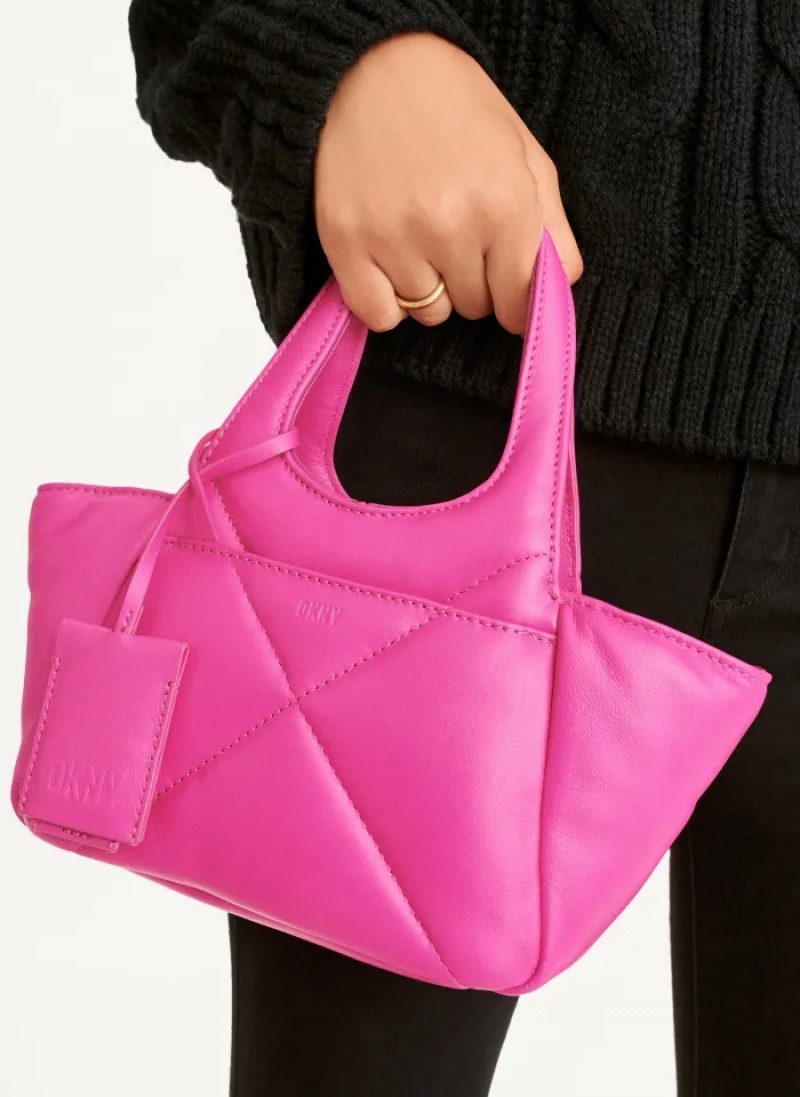 Pink Women's Dkny The Mini Quilted Effortless Tote Bags | 5196FRXQZ