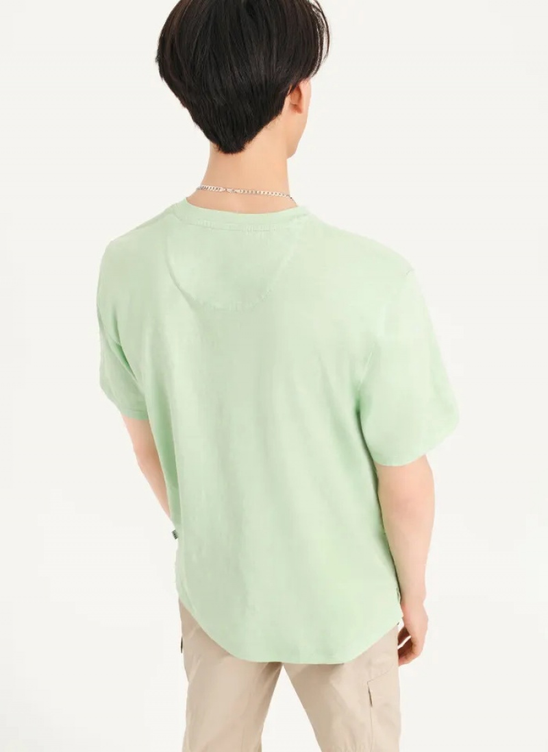 Pistachio Men's Dkny Slub Jersey Henley T Shirts | 9718DJGOP