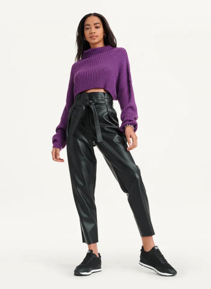 Purple Women's Dkny Cropped Turtleneck Sweaters | 2704ESCLX