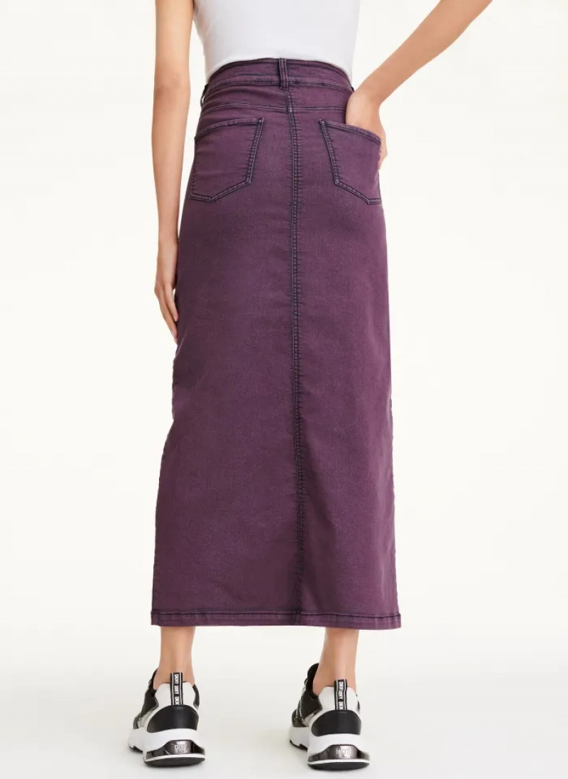 Purple Women's Dkny Seamed Skirt | 8297DKBFT