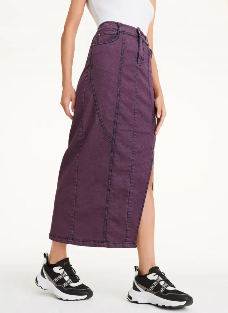 Purple Women\'s Dkny Seamed Skirt | 8297DKBFT