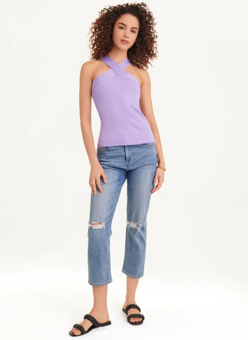 Purple Women's Dkny Sleeveless Crossover Sweaters | 2815JQHVC