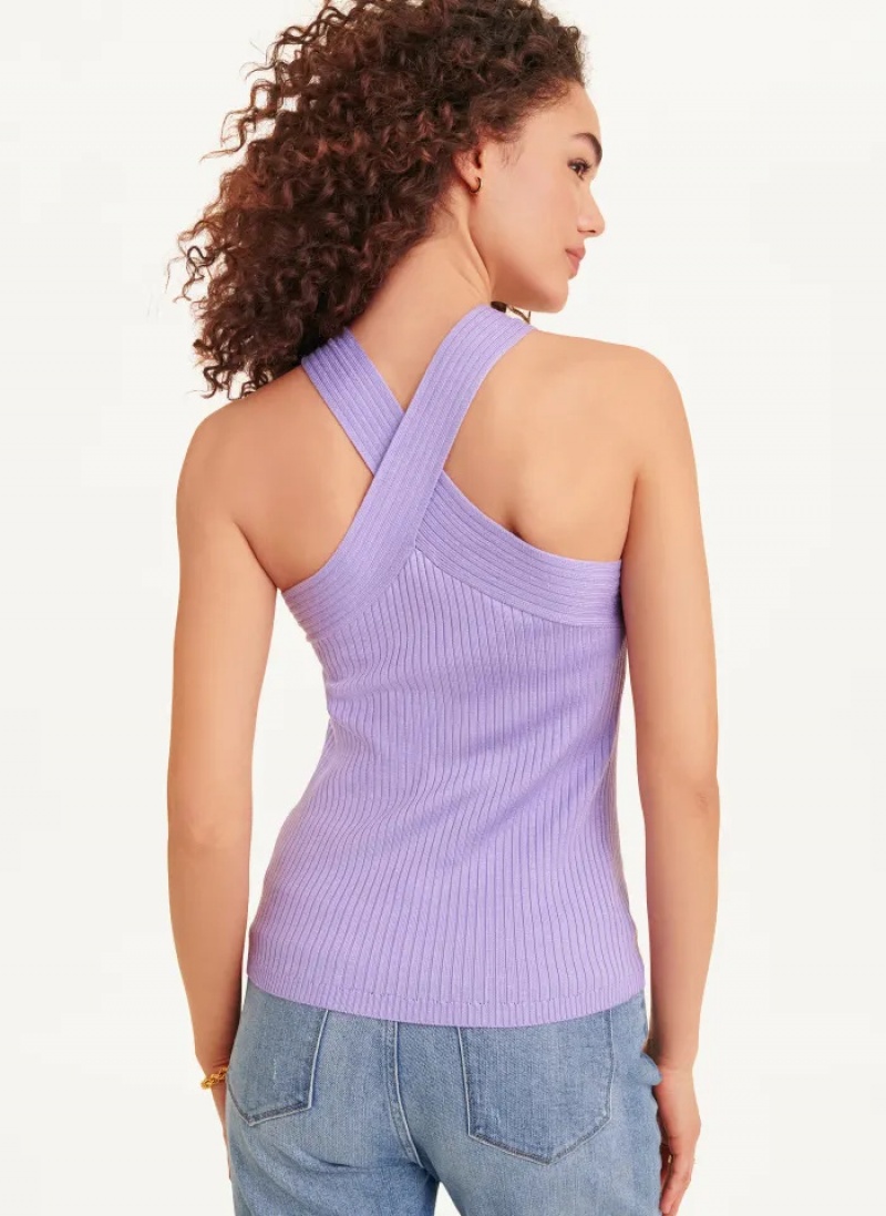 Purple Women's Dkny Sleeveless Crossover Sweaters | 2815JQHVC