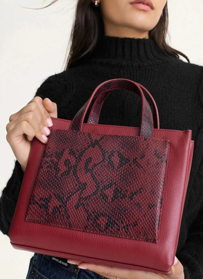 Python Scarlet Women's Dkny Uptown Exotic Leather Small Tote Bags | 1753VZOUP