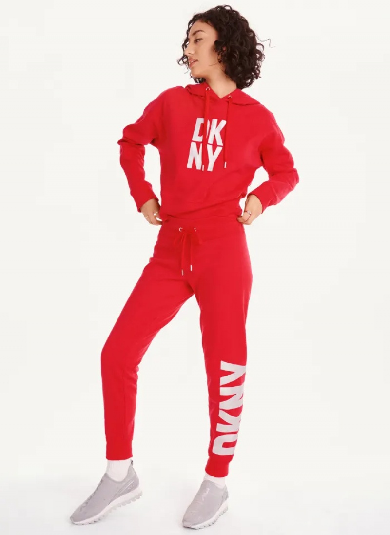 Red Women's Dkny Exploded Logo Jogger Pants | 9302MIPVR