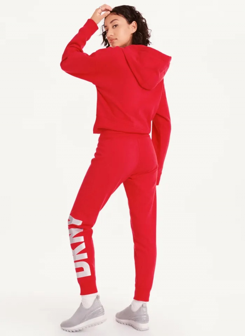 Red Women's Dkny Exploded Logo Jogger Pants | 9302MIPVR