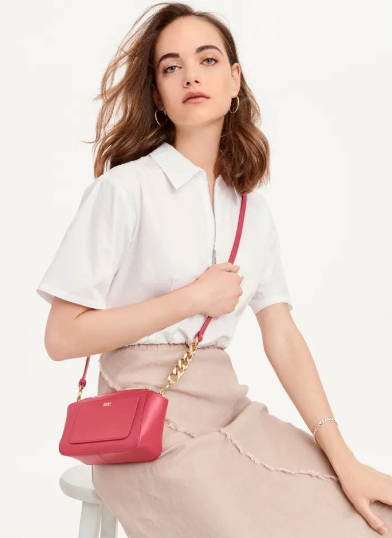 Red Women's Dkny Mini Dome Crossbody Bags | 7958JUYTD