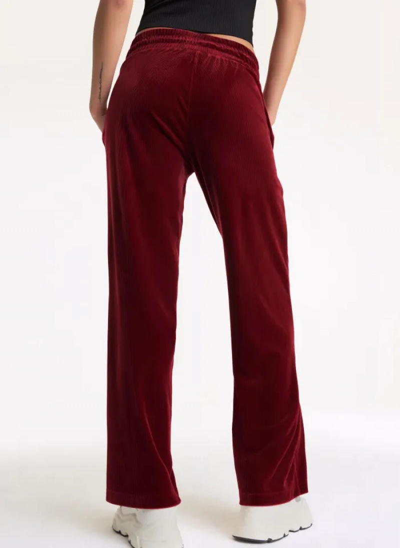 Red Women's Dkny Platinum Velour Relaxed Jogger Pants | 5219FEZWG