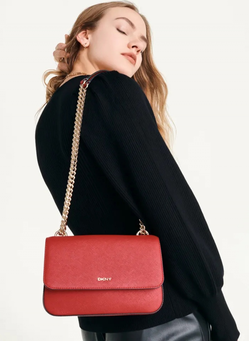 Red Women's Dkny Sina Shoulder Bag | 4372EFNTY