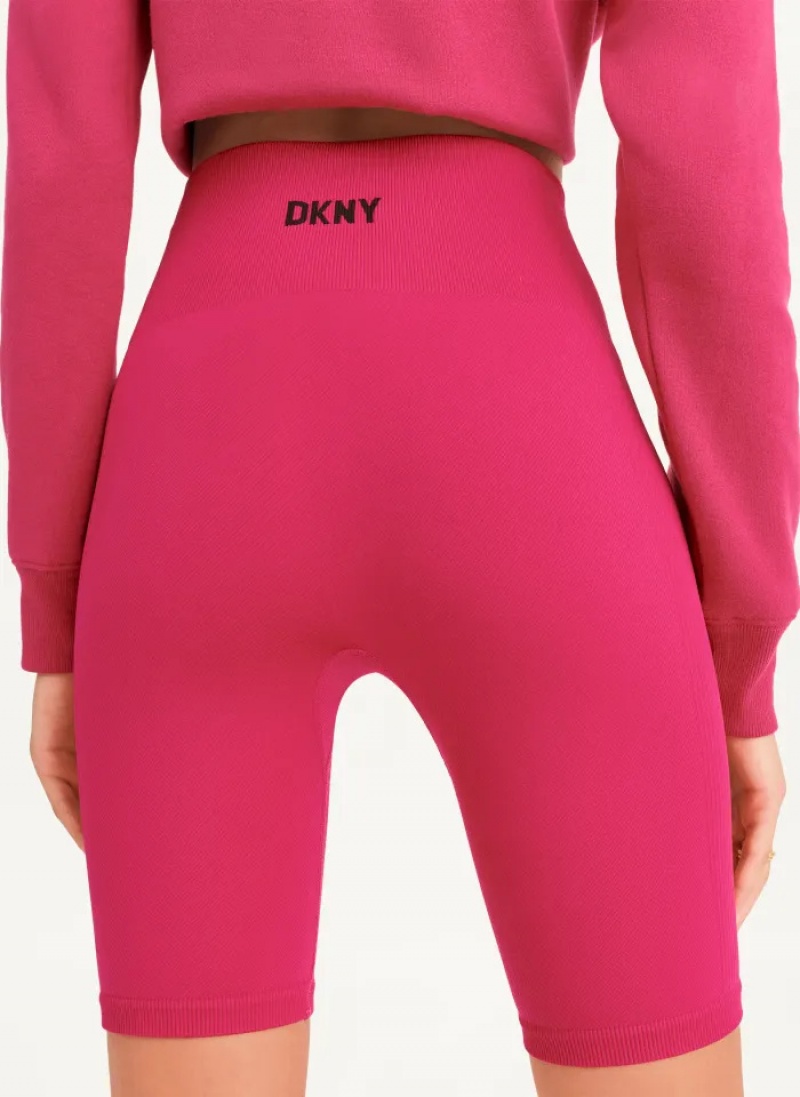 Red Women's Dkny Twill Seamless Bike Shorts | 8760IBNSW