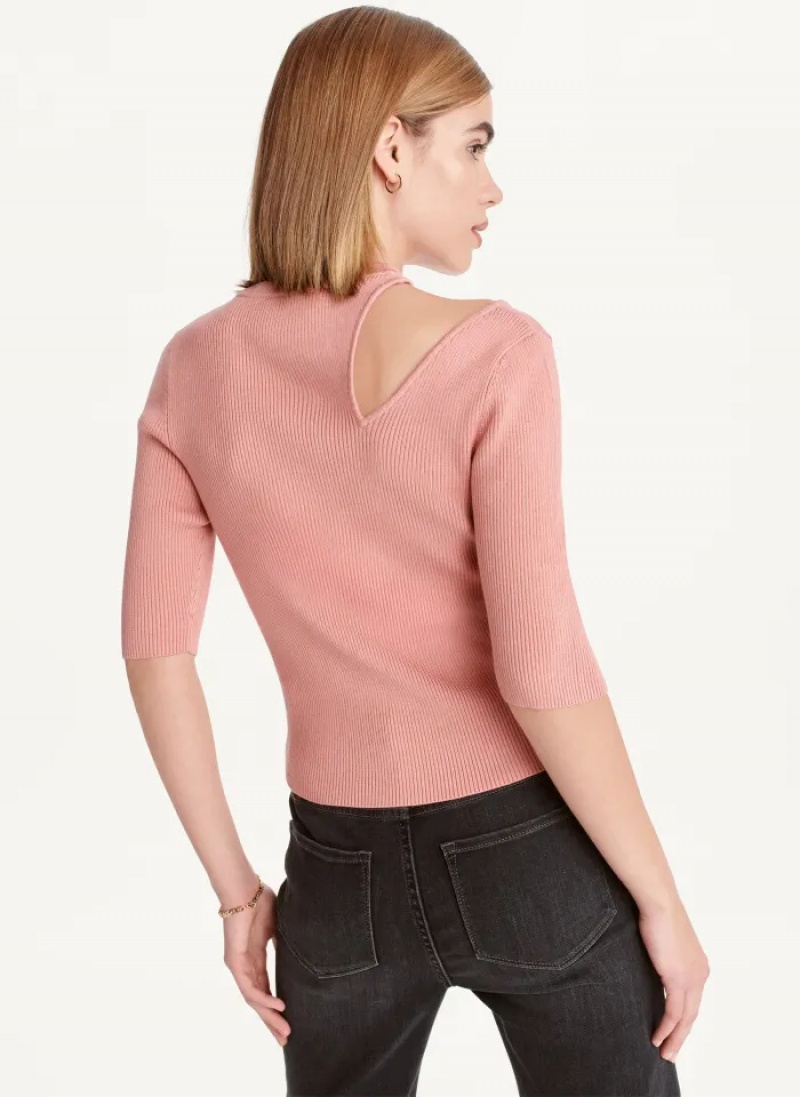 Rouge Blush Women's Dkny Short Sleeve Shoulder Cut Out Sweaters | 8497GNADT