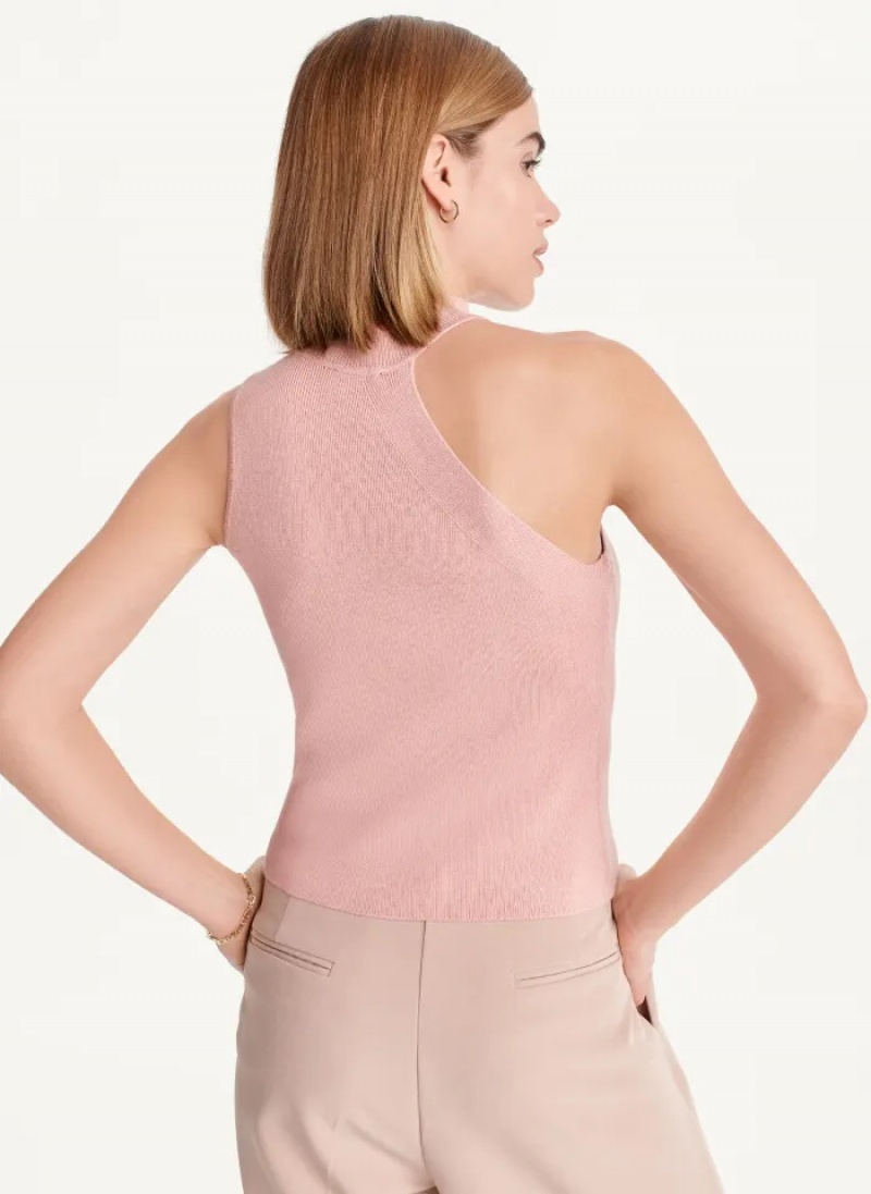 Rouge Blush Women's Dkny Sleeveless Mock Neck Sweaters | 2350MPTEF