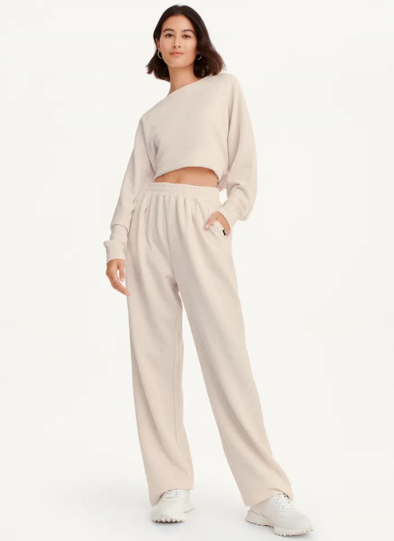 Sand Women's Dkny Tech Slub Relaxed Pants | 9851VHJNP