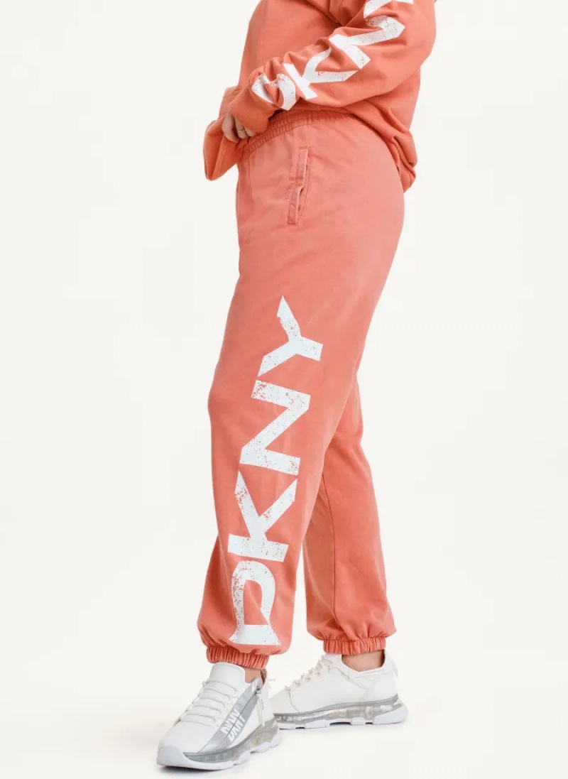 Sienna Women's Dkny Pigment Dye Distressed Crackle Logo Jogger Pants | 9468IJVOY