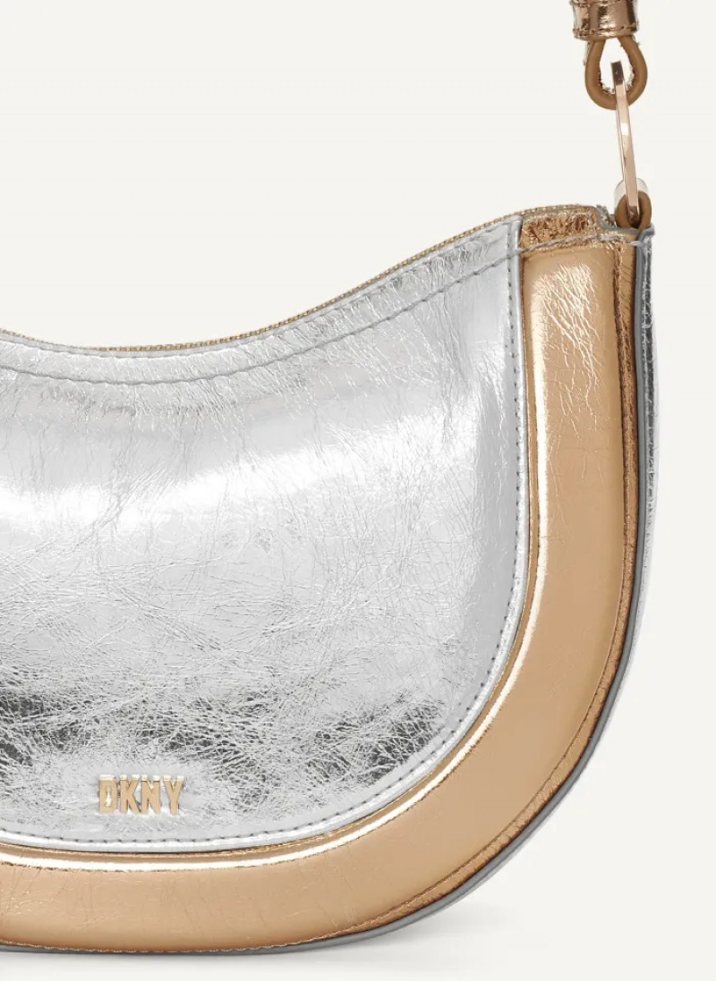 Silver/Gold Women's Dkny Metro Metallic Shoulder Bag | 4271EVCJF