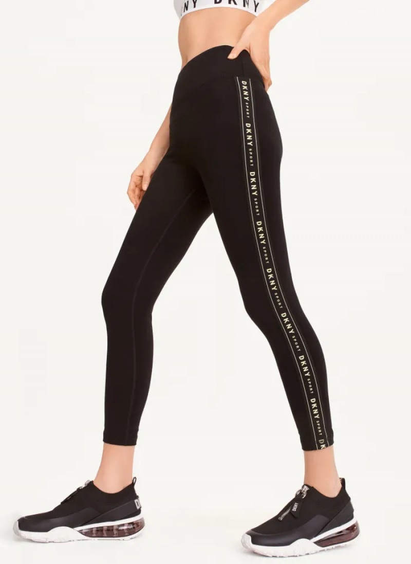 Sunny Lime Women's Dkny High-waisted Logo Taping Leggings | 2845DFCMA