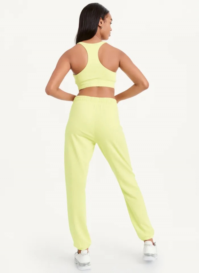 Sunny Lime Women's Dkny Metallic Logo Pants | 7934CYPRS