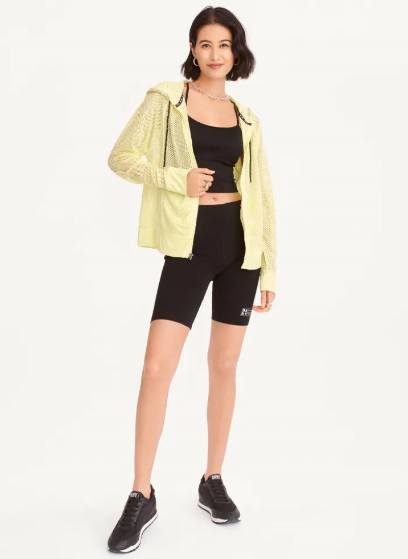 Sunny Lime Women's Dkny Ozone Mesh Relaxed Full Zip Hoodie | 4153BDAJH