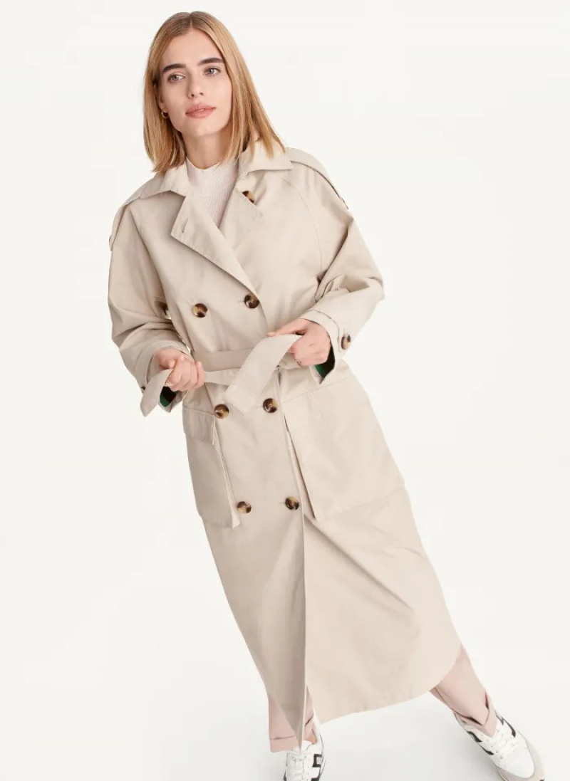 Tan Women's Dkny Oversized Trench Coats | 3298OZLGM