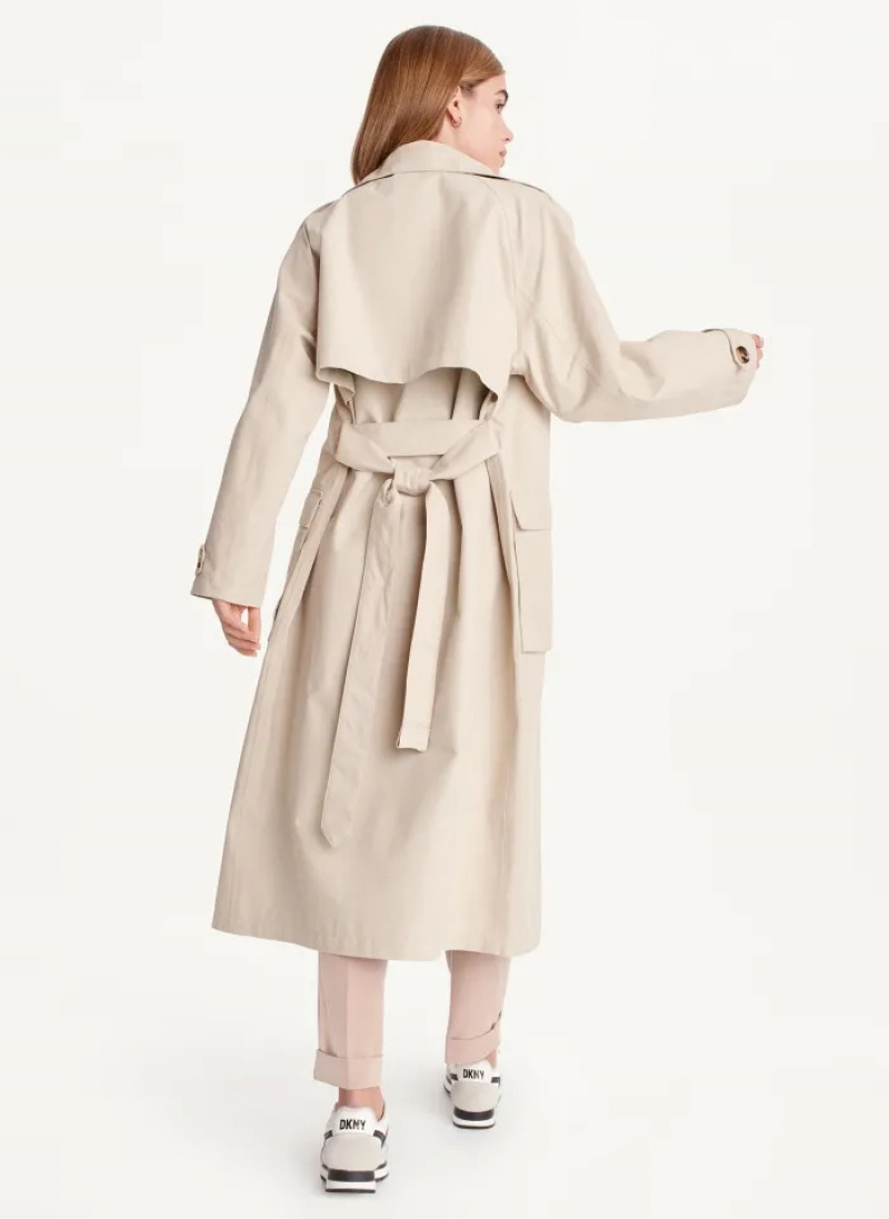 Tan Women's Dkny Oversized Trench Coats | 3298OZLGM