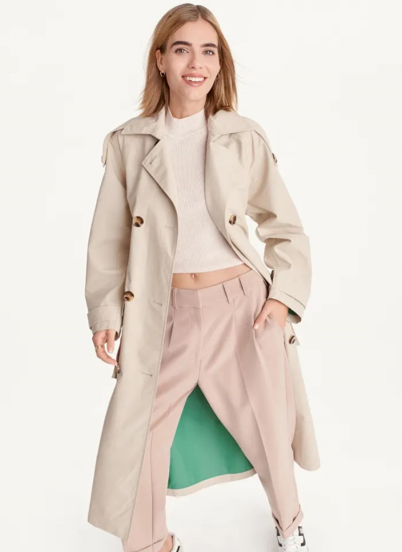 Tan Women\'s Dkny Oversized Trench Coats | 3298OZLGM