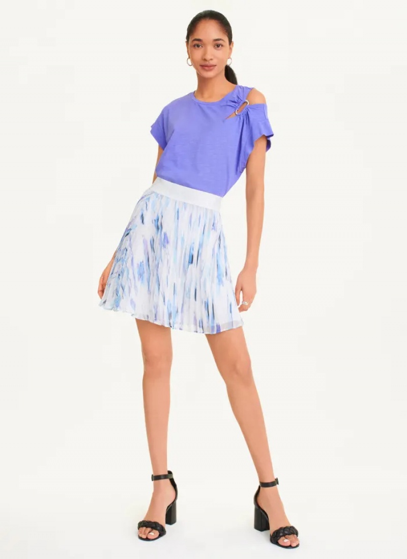 White/Flint Multi Women's Dkny Pull On Prnt Chiffon Skirt | 5630CFQRN