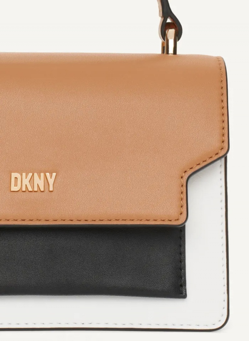 White/Multi Women's Dkny Millie Leather Top Handle Crossbody Bags | 8156TJCZE