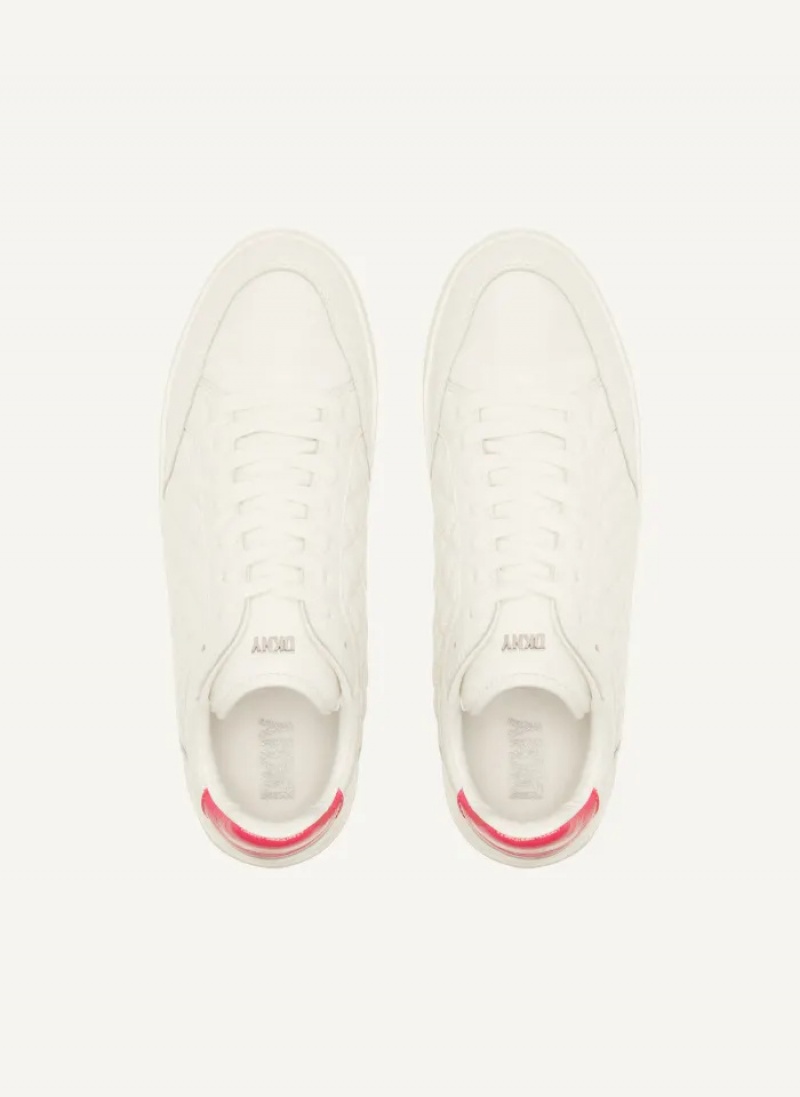 White/Pink Women's Dkny Oriel Sneakers | 1796NJIHF