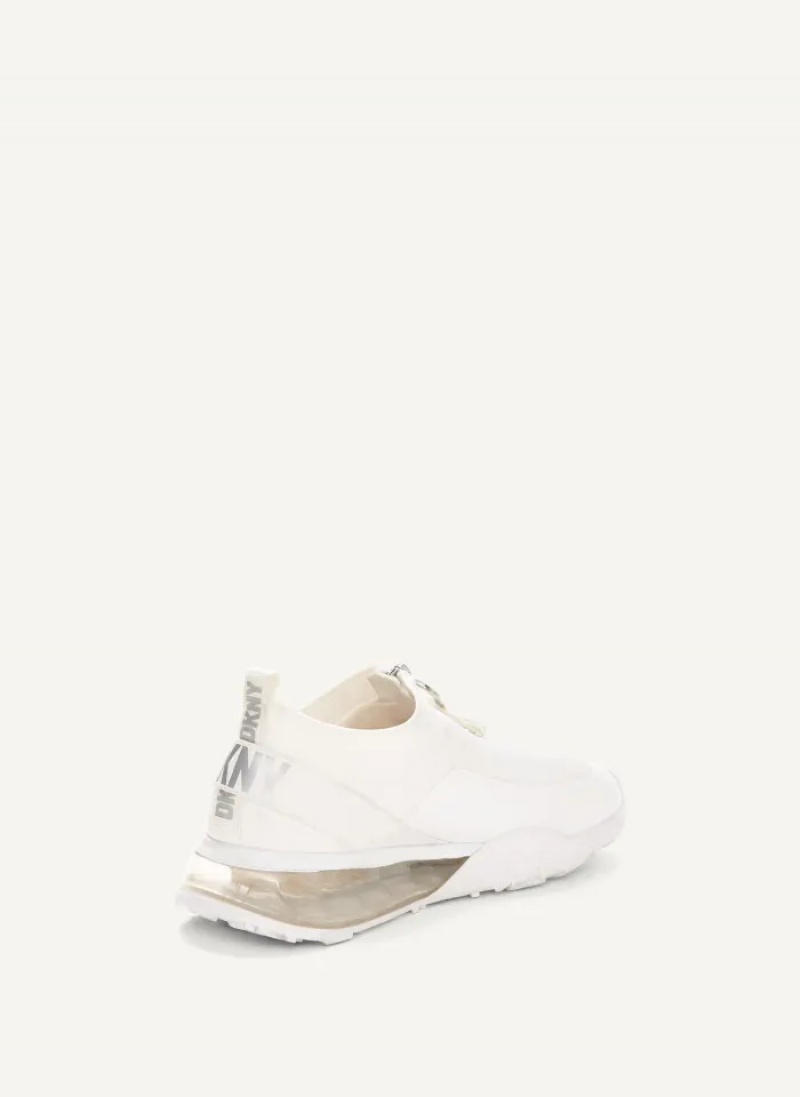 White/Silver Women's Dkny Kadia Sneakers | 2619LOQJN