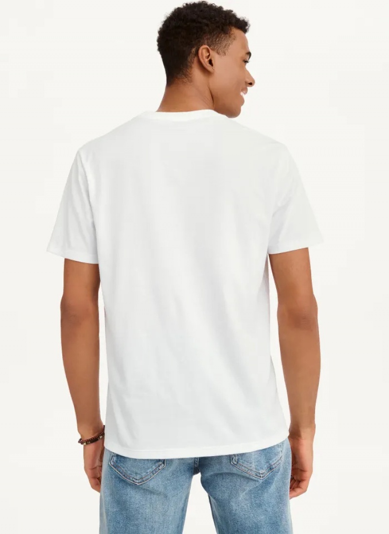 White Men's Dkny DKNY Irregular Lines T Shirts | 7294OWDBC