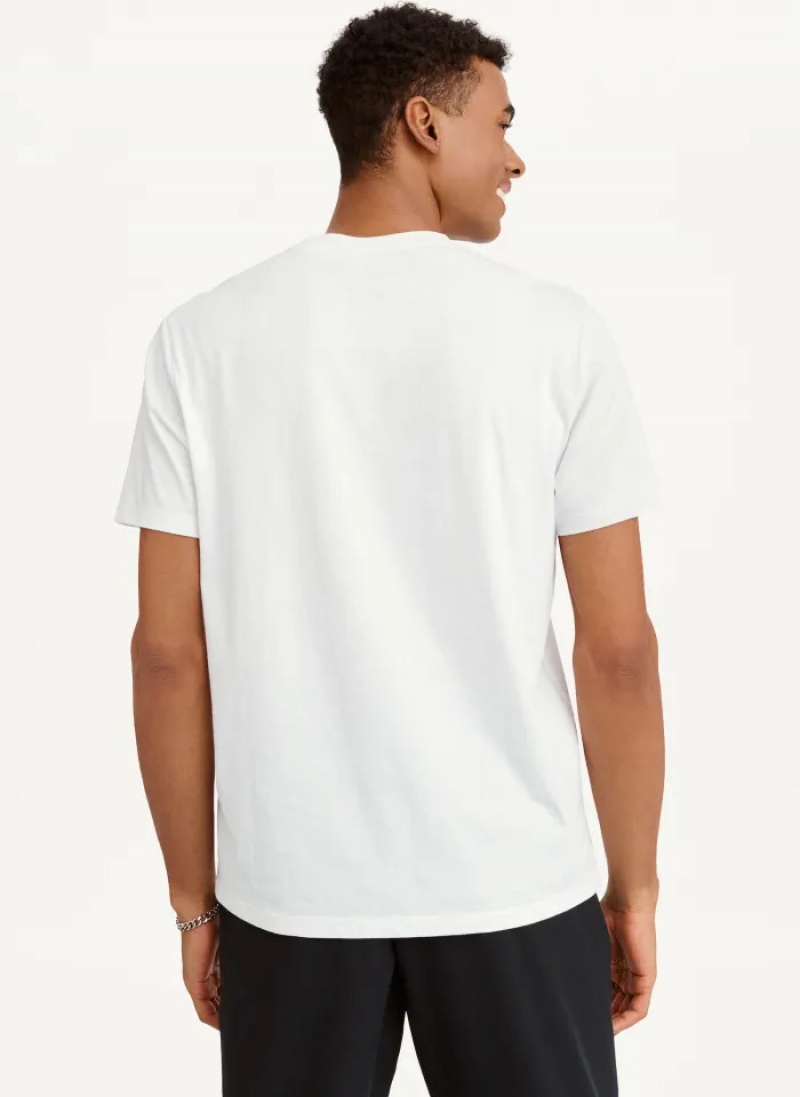 White Men's Dkny Debossed Logo T Shirts | 1354ZGFIO